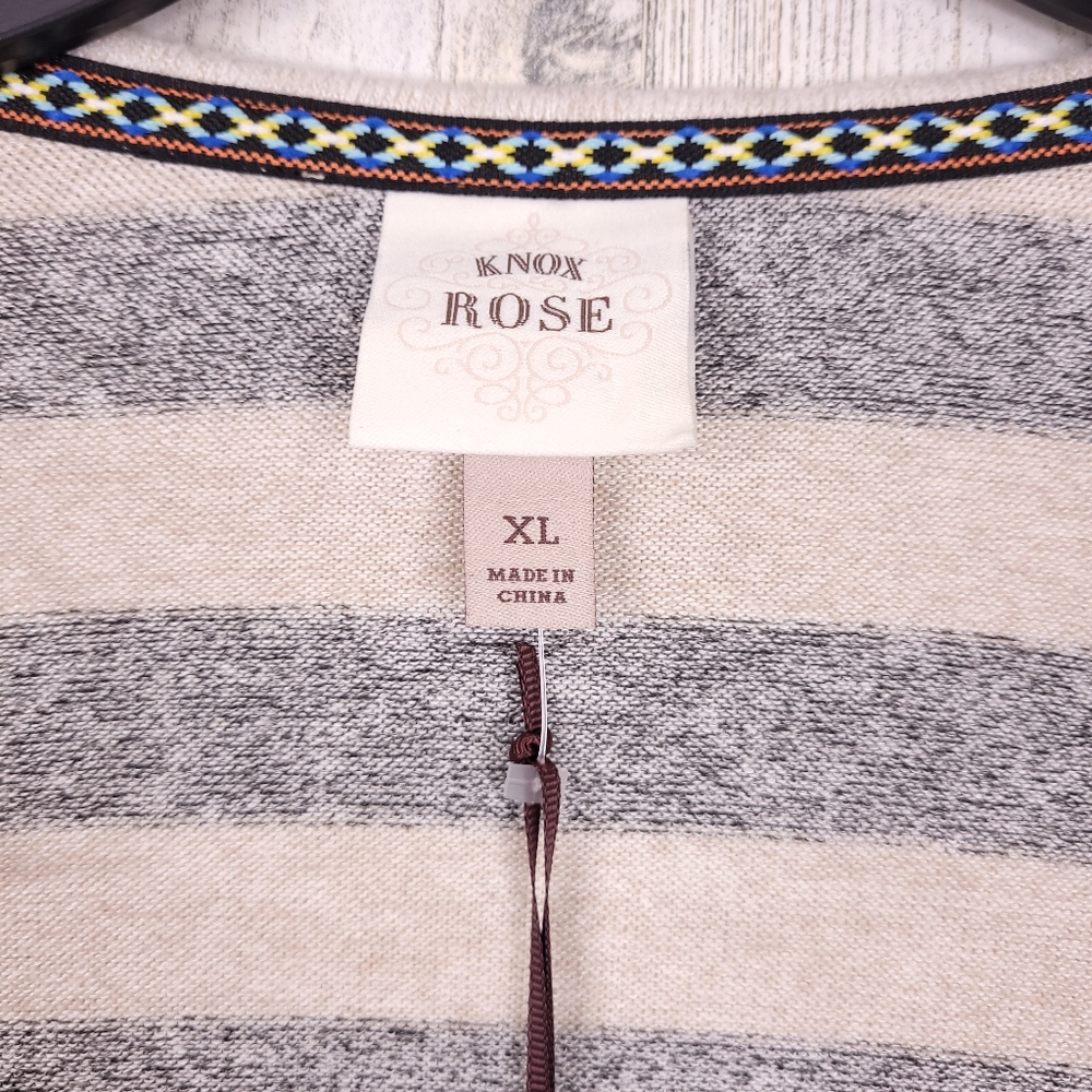 Knox Rose Gray Stripe Open Cardigan Wrap Size XL - Picture 5 of 9